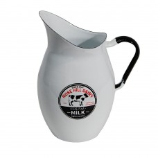Vintage Inspired White Enamel Decorative Pitcher "Daily Fresh Milk' Milk Jug 671495436416  312159931771